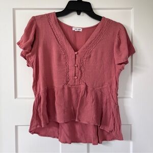 Pink Flutter Sleeve Top